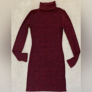 SO Brand Juniors Small Red Cowl Neck Sweater Dress SOFT!